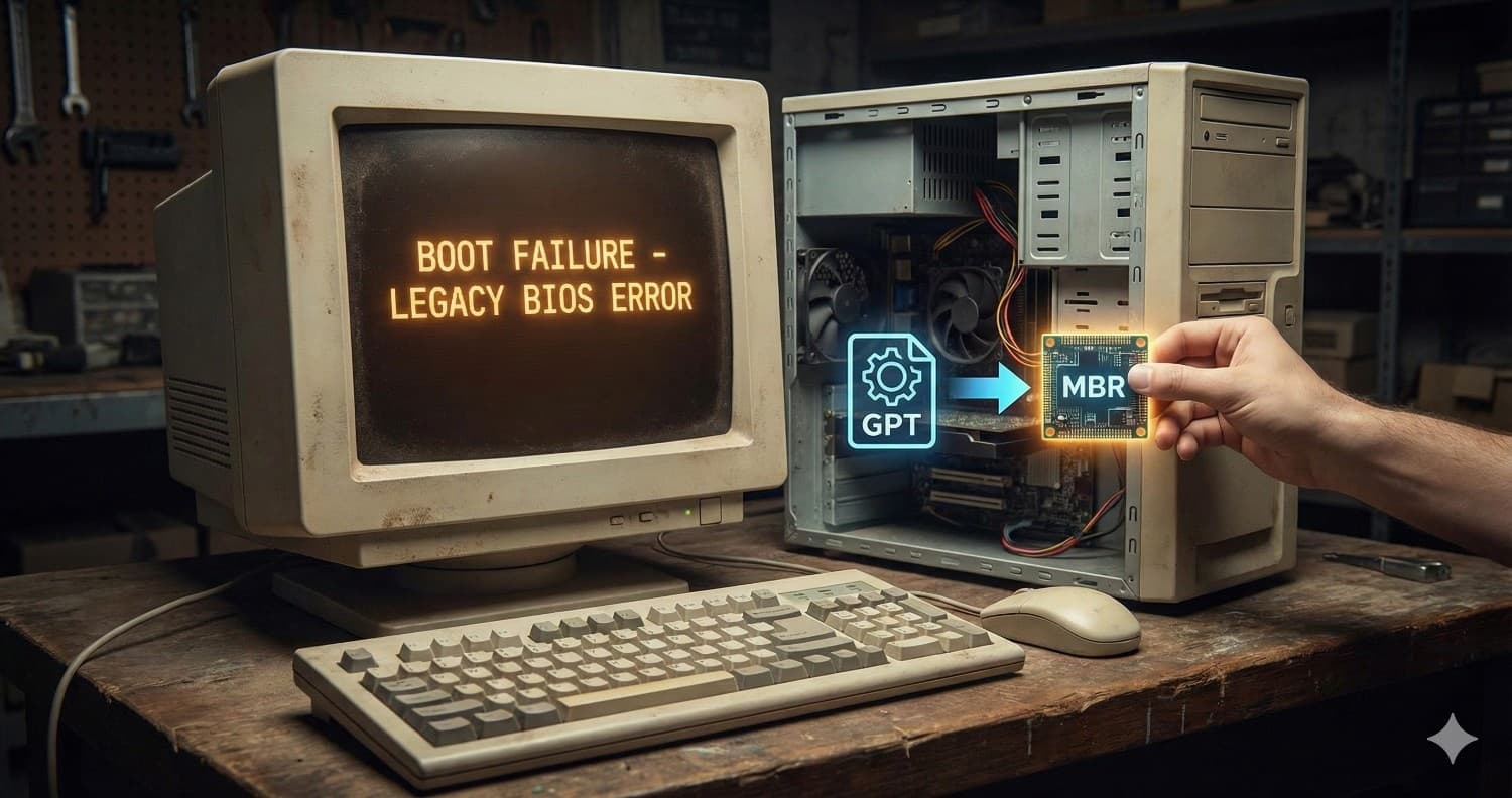 Fixing "Boot Failure" on Legacy BIOS Systems: Converting GPT to MBR for Older Hardware
